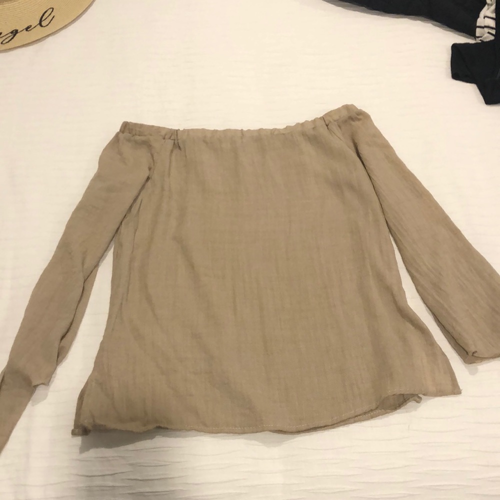 Rayon off the shoulder deep sand long sleeve